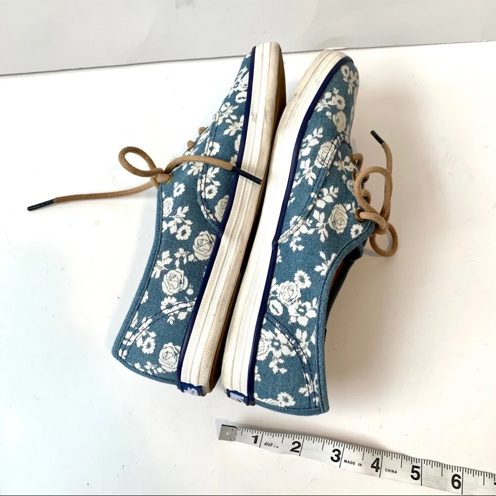 KEDS Blue Denim Floral Lace Up Sneakers—SZ. 6 - Picture 7 of 11